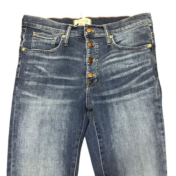 Madewell 9” Mid Rise Skinny Jeans NWT Size 30 Button Fly Raw Hem Denim - Picture 2 of 7
